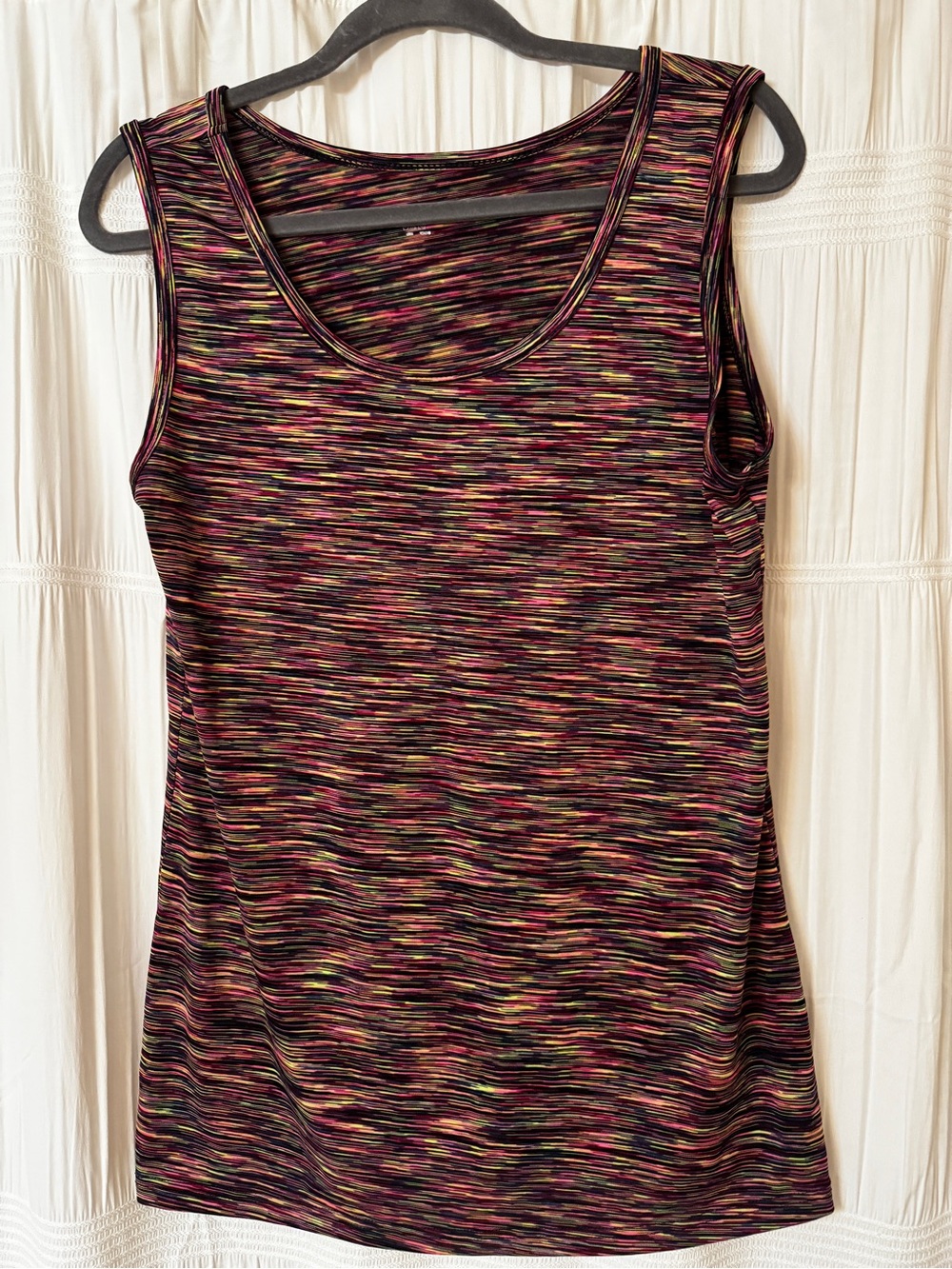 Hanes Multicolor Space-Dye Tank Top in Black, Pink & Yellow